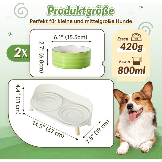 Dog Bowl Set, Raised Dog Bowl Set, Double Ceramic Bowl with Splash Guard Stand, Colourful Spirals Dog Bowls for Food and Water, Ideal for Small to Medium Dogs, 2 x 800 ml, Orange Dog Bowl Set, Raised Dog Bowl Set, Double Ceramic Bowl with Splash Guard Stand, Colourful Spirals Dog Bowls for Food and Water, Ideal for Small to Medium Dogs, 2 x 800 ml, Orange