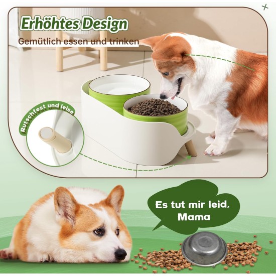 Dog Bowl Set, Raised Dog Bowl Set, Double Ceramic Bowl with Splash Guard Stand, Colourful Spirals Dog Bowls for Food and Water, Ideal for Small to Medium Dogs, 2 x 800 ml, Orange Dog Bowl Set, Raised Dog Bowl Set, Double Ceramic Bowl with Splash Guard Stand, Colourful Spirals Dog Bowls for Food and Water, Ideal for Small to Medium Dogs, 2 x 800 ml, Orange