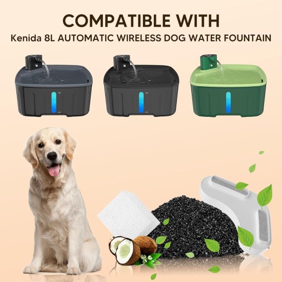 Dog Filter for Drinking Fountain, Replacement Filter for 2.1 GAL/270 oz Large Dog Fountain, 8 Pack Filters & 2 Sponges for 8L Large Wireless Dog Water Fountain Dog Filter for Drinking Fountain, Replacement Filter for 2.1 GAL/270 oz Large Dog Fountain, 8 Pack Filters & 2 Sponges for 8L Large Wireless Dog Water Fountain