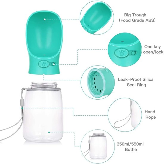 Dog Water Bottle for On the Go 350 ml Pet Water Bottle Pet Drinking Bowl Antibacterial Portable Travel Water Bottle Water Dispenser Ideal for on the Go Outdoors Blue Dog Water Bottle for On the Go 350 ml Pet Water Bottle Pet Drinking Bowl Antibacterial Portable Travel Water Bottle Water Dispenser Ideal for on the Go Outdoors Blue
