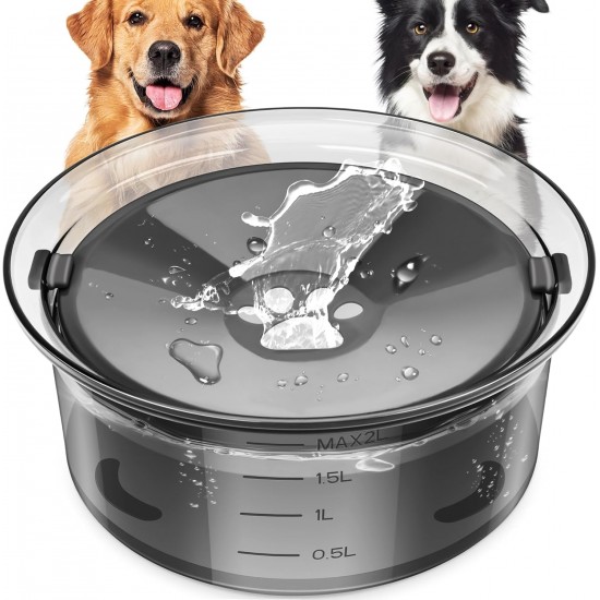 Dog Water Bowl 2L No Spill Slow Water Dispenser Large Pet Water Dispenser for Vehicle/Outdoor/Indoor (Grey) Dog Water Bowl 2L No Spill Slow Water Dispenser Large Pet Water Dispenser for Vehicle/Outdoor/Indoor (Grey)