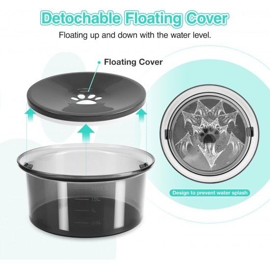 Dog Water Bowl 2L No Spill Slow Water Dispenser Large Pet Water Dispenser for Vehicle/Outdoor/Indoor (Grey) Dog Water Bowl 2L No Spill Slow Water Dispenser Large Pet Water Dispenser for Vehicle/Outdoor/Indoor (Grey)