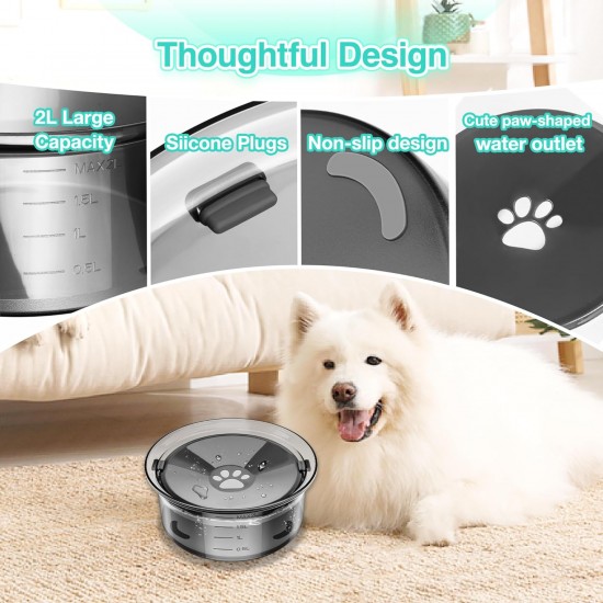 Dog Water Bowl 2L No Spill Slow Water Dispenser Large Pet Water Dispenser for Vehicle/Outdoor/Indoor (Grey) Dog Water Bowl 2L No Spill Slow Water Dispenser Large Pet Water Dispenser for Vehicle/Outdoor/Indoor (Grey)