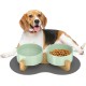 Double 850 ml Dog Bowl, Ceramic Feeding Bowl, Raised Feeding Bowl with Bamboo Stand and Non-Slip Mat for Medium and Large Dogs, Food and Water Bowl (Porcelain Green) Double 850 ml Dog Bowl, Ceramic Feeding Bowl, Raised Feeding Bowl with Bamboo Stand and Non-Slip Mat for Medium and Large Dogs, Food and Water Bowl (Porcelain Green)