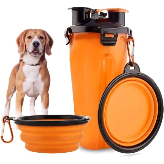 Edipets, Dog Water Bottle for Travel, Dog Drinking Bottle, Water Bottle for Pets, 2-in-1, with 2 Travel Bowls (Orange) Edipets, Dog Water Bottle for Travel, Dog Drinking Bottle, Water Bottle for Pets, 2-in-1, with 2 Travel Bowls (Orange)