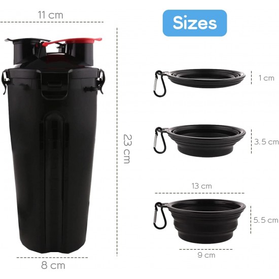 Edipets, Dog Water Bottle for Travel, Dog Drinking Bottle, Water Bottle for Pets, 2-in-1, with 2 Travel Bowls (Black) Edipets, Dog Water Bottle for Travel, Dog Drinking Bottle, Water Bottle for Pets, 2-in-1, with 2 Travel Bowls (Black)