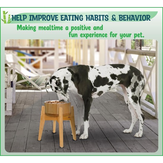 Elevated Dog Bowls for Large Dogs - Raised to 15" Bamboo and Steel Bowl Included (7oz Cap) Ideal for Labrador, G-Sheper, Retriever, Poodle, Boxer, Husky, Doberman Elevated Dog Bowls for Large Dogs - Raised to 15" Bamboo and Steel Bowl Included (7oz Cap) Ideal for Labrador, G-Sheper, Retriever, Poodle, Boxer, Husky, Doberman
