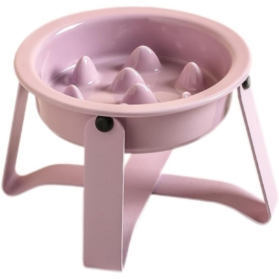 Elevated Slow Feeder Bowl, Candy Colorful Raised Dog Bowl Anti-Chole Dog Bowl with Non-Slip Stand for Medium Small Dogs, Purple