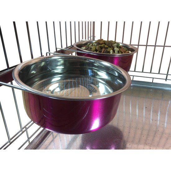 Ellie-Bo Pair of Dog Bowls for Crates/Cages or Pens, Large, 2.0 Litre, Pink Ellie-Bo Pair of Dog Bowls for Crates/Cages or Pens, Large, 2.0 Litre, Pink