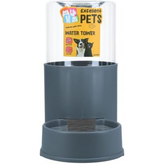 Excellent Pets Water Tower - Holds 3.8L - Drinking Trough - Water Dispenser - BPA Free - Non-Slip Feet - Pet Accessories - For Dogs and Cats - Grey Excellent Pets Water Tower - Holds 3.8L - Drinking Trough - Water Dispenser - BPA Free - Non-Slip Feet - Pet Accessories - For Dogs and Cats - Grey