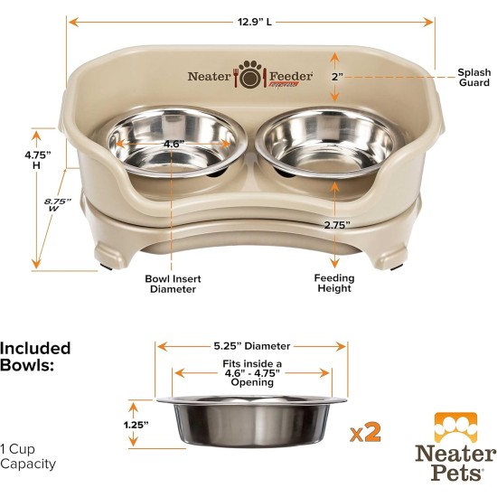 Express - Raised Dog Bowls - Stainless Steel Feeding Station for Small Dogs (Small Dog, Almond) Express - Raised Dog Bowls - Stainless Steel Feeding Station for Small Dogs (Small Dog, Almond)