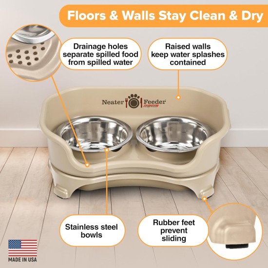 Express - Raised Dog Bowls - Stainless Steel Feeding Station for Small Dogs (Small Dog, Almond) Express - Raised Dog Bowls - Stainless Steel Feeding Station for Small Dogs (Small Dog, Almond)