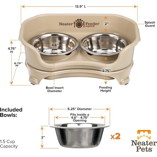 Express - Raised Dog Bowls - Stainless Steel Feeding Station for Small Dogs (Small Dog, Almond) Express - Raised Dog Bowls - Stainless Steel Feeding Station for Small Dogs (Small Dog, Almond)