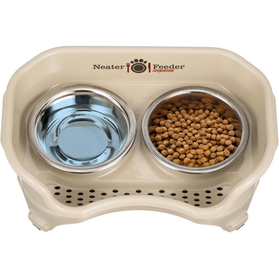 Express - Raised Dog Bowls - Stainless Steel Feeding Station for Small Dogs (Small Dog, Almond) Express - Raised Dog Bowls - Stainless Steel Feeding Station for Small Dogs (Small Dog, Almond)