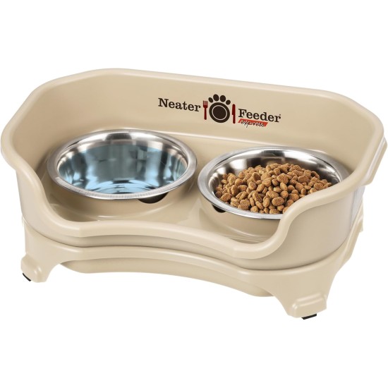 Express - Raised Dog Bowls - Stainless Steel Feeding Station for Small Dogs (Small Dog, Almond)