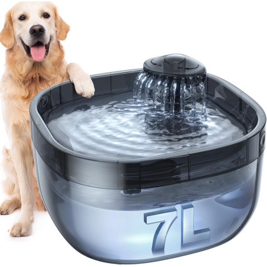 FEELNEEDY Drinking Fountain for Dogs/Cats, 7L Water Fountain with LED Light, Dog Water Dispenser 30 dB Quiet, Suitable for Use with Dogs or Multiple Cats, with 2 Filters FEELNEEDY Drinking Fountain for Dogs/Cats, 7L Water Fountain with LED Light, Dog Water Dispenser 30 dB Quiet, Suitable for Use with Dogs or Multiple Cats, with 2 Filters