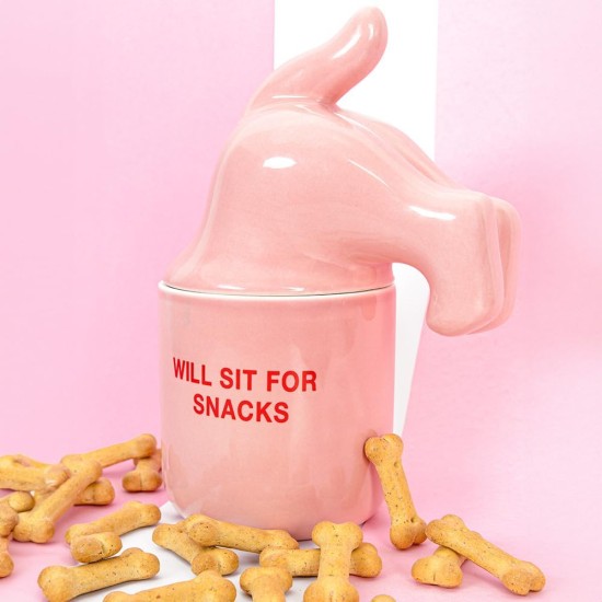 FISURA - Original Will Sit Pet Food Container Pet Treat Container Ceramic Food Storage Container 12x20cm (Pink) FISURA - Original Will Sit Pet Food Container Pet Treat Container Ceramic Food Storage Container 12x20cm (Pink)