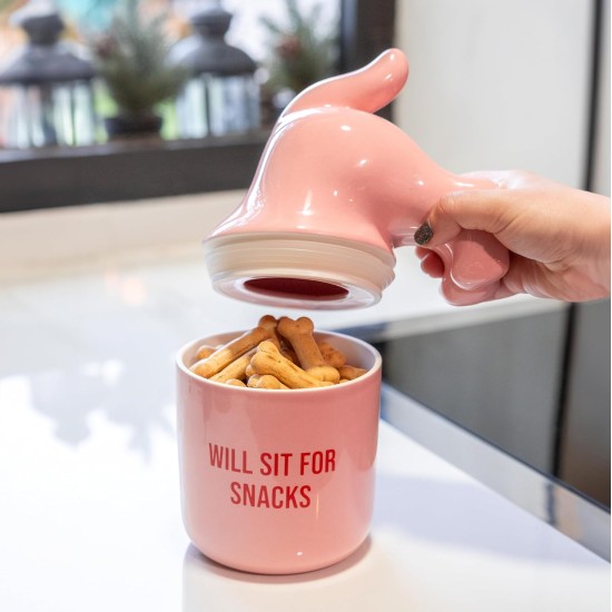 FISURA - Original Will Sit Pet Food Container Pet Treat Container Ceramic Food Storage Container 12x20cm (Pink) FISURA - Original Will Sit Pet Food Container Pet Treat Container Ceramic Food Storage Container 12x20cm (Pink)