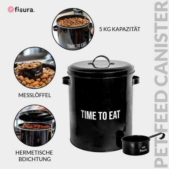 FISURA - Pet Feeder Time to Eat Pink Food Container with Lid and Measuring Scoop Metal Food Container for Dogs and Cats Capacity of 5 kg (Eat, Pink) FISURA - Pet Feeder Time to Eat Pink Food Container with Lid and Measuring Scoop Metal Food Container for Dogs and Cats Capacity of 5 kg (Eat, Pink)