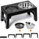 FOREYY Adjustable Elevated Dog Bowls with 2 Stainless Steel Bowls and 1 Float Bowl, Raised Dog Bowl 5 Heights, Non-Slip Dog Food Water Bowl Stand for Small Medium Large Dogs (Black)
