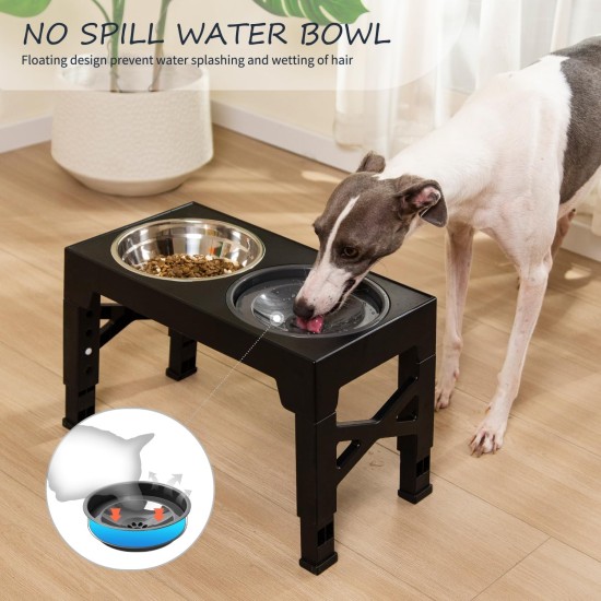 FOREYY Adjustable Elevated Dog Bowls with 2 Stainless Steel Bowls and 1 Float Bowl, Raised Dog Bowl 5 Heights, Non-Slip Dog Food Water Bowl Stand for Small Medium Large Dogs (Black) FOREYY Adjustable Elevated Dog Bowls with 2 Stainless Steel Bowls and 1 Float Bowl, Raised Dog Bowl 5 Heights, Non-Slip Dog Food Water Bowl Stand for Small Medium Large Dogs (Black)