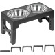 FOREYY Adjustable Elevated Dog Bowls with 2 Stainless Steel Bowls and 1 Float Bowl, Raised Dog Bowl 5 Heights, Non-Slip Dog Food Water Bowl Stand for Small Medium Large Dogs (Black)