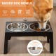 FOREYY Adjustable Elevated Dog Bowls with 2 Stainless Steel Bowls and 1 Float Bowl, Raised Dog Bowl 5 Heights, Non-Slip Dog Food Water Bowl Stand for Small Medium Large Dogs (Black)