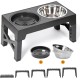 FOREYY Adjustable Elevated Dog Bowls with 2 Stainless Steel Bowls and 1 Float Bowl, Raised Dog Bowl 5 Heights, Non-Slip Dog Food Water Bowl Stand for Small Medium Large Dogs (Black)