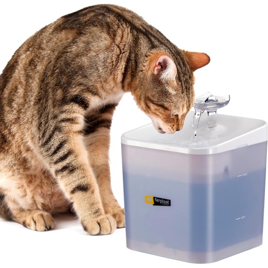 Ferplast ARES Cat Drinking Fountain with LED, 2 L Capacity, Three-Stage Filter, Power Supply Included Ferplast ARES Cat Drinking Fountain with LED, 2 L Capacity, Three-Stage Filter, Power Supply Included