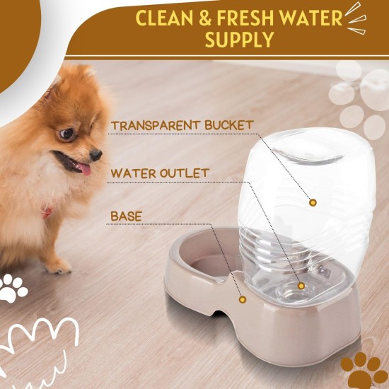 Flexzion Pet Water Dispenser Station, Beige (3/8 Gallon), Automatic Gravity Watering Refill, Drinking Fountain, Bottle, Bowl, Bowl, Portable Stand for Small Dogs Flexzion Pet Water Dispenser Station, Beige (3/8 Gallon), Automatic Gravity Watering Refill, Drinking Fountain, Bottle, Bowl, Bowl, Portable Stand for Small Dogs