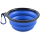 Foldable silicone dog bowl in blue (BPA-free), travel bowl for dogs and cats with carabiner - 350 ml Foldable silicone dog bowl in blue (BPA-free), travel bowl for dogs and cats with carabiner - 350 ml
