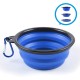 Foldable silicone dog bowl in blue (BPA-free), travel bowl for dogs and cats with carabiner - 350 ml Foldable silicone dog bowl in blue (BPA-free), travel bowl for dogs and cats with carabiner - 350 ml