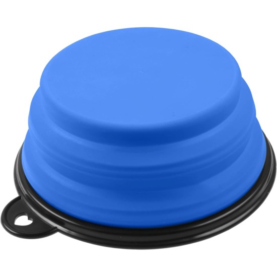 Foldable silicone dog bowl in blue (BPA-free), travel bowl for dogs and cats with carabiner - 350 ml Foldable silicone dog bowl in blue (BPA-free), travel bowl for dogs and cats with carabiner - 350 ml