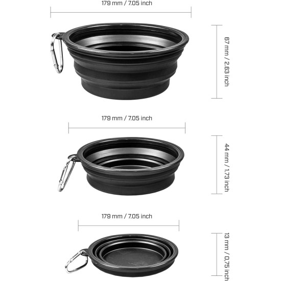 Foldable silicone dog bowl in blue (BPA-free), travel bowl for dogs and cats with carabiner - 350 ml Foldable silicone dog bowl in blue (BPA-free), travel bowl for dogs and cats with carabiner - 350 ml
