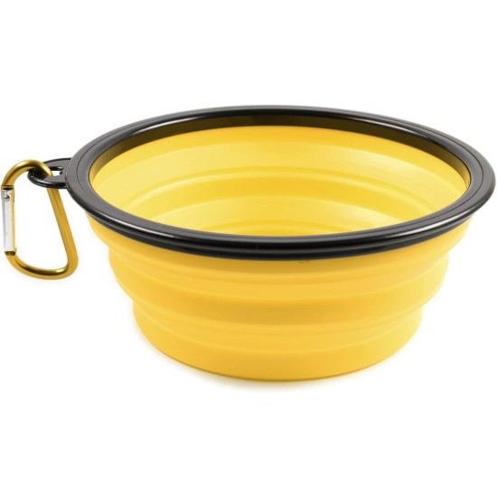 Foldable silicone dog bowl in blue (BPA-free), travel bowl for dogs and cats with carabiner - 350 ml Foldable silicone dog bowl in blue (BPA-free), travel bowl for dogs and cats with carabiner - 350 ml