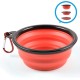 Foldable silicone dog bowl in blue (BPA-free), travel bowl for dogs and cats with carabiner - 350 ml Foldable silicone dog bowl in blue (BPA-free), travel bowl for dogs and cats with carabiner - 350 ml