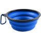 Foldable silicone dog bowl in blue (BPA-free), travel bowl for dogs and cats with carabiner - 350 ml Foldable silicone dog bowl in blue (BPA-free), travel bowl for dogs and cats with carabiner - 350 ml