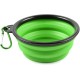 Foldable silicone dog bowl in blue (BPA-free), travel bowl for dogs and cats with carabiner - 350 ml Foldable silicone dog bowl in blue (BPA-free), travel bowl for dogs and cats with carabiner - 350 ml