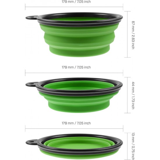 Foldable silicone dog bowl in green (BPA-free), travel bowl for dogs and cats with carabiner - 350 ml Foldable silicone dog bowl in green (BPA-free), travel bowl for dogs and cats with carabiner - 350 ml