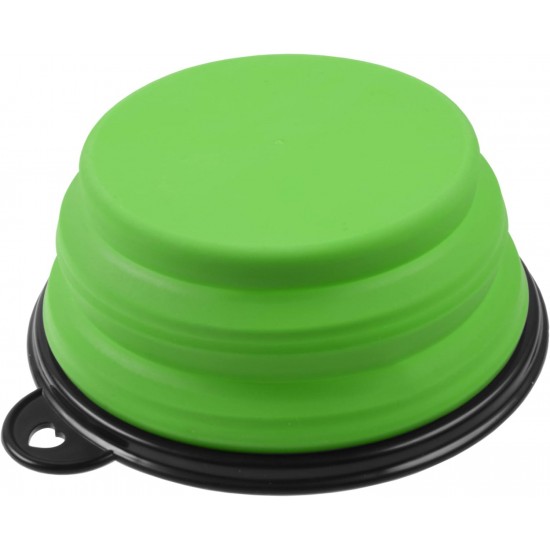 Foldable silicone dog bowl in green (BPA-free), travel bowl for dogs and cats with carabiner - 350 ml Foldable silicone dog bowl in green (BPA-free), travel bowl for dogs and cats with carabiner - 350 ml