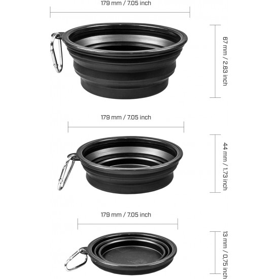 Foldable silicone dog bowl in green (BPA-free), travel bowl for dogs and cats with carabiner - 350 ml Foldable silicone dog bowl in green (BPA-free), travel bowl for dogs and cats with carabiner - 350 ml