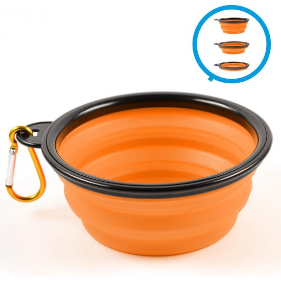 Foldable silicone dog bowl in green (BPA-free), travel bowl for dogs and cats with carabiner - 350 ml Foldable silicone dog bowl in green (BPA-free), travel bowl for dogs and cats with carabiner - 350 ml