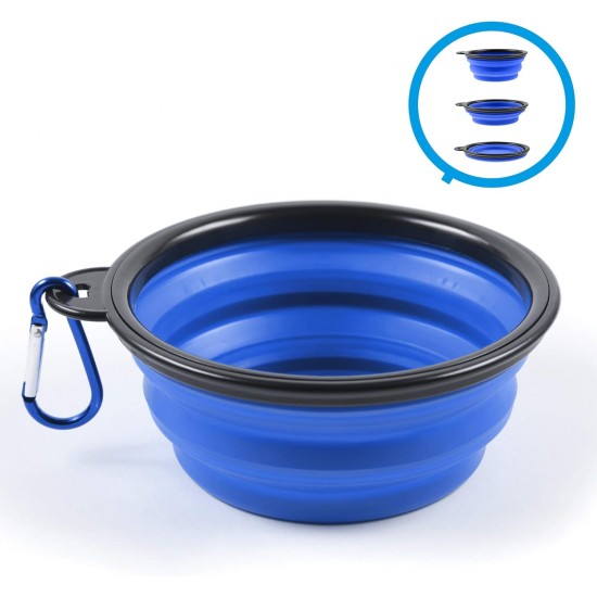 Foldable silicone dog bowl in green (BPA-free), travel bowl for dogs and cats with carabiner - 350 ml Foldable silicone dog bowl in green (BPA-free), travel bowl for dogs and cats with carabiner - 350 ml