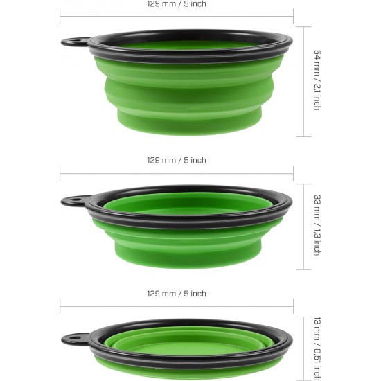 Foldable silicone dog bowl in green (BPA-free), travel bowl for dogs and cats with carabiner - 350 ml Foldable silicone dog bowl in green (BPA-free), travel bowl for dogs and cats with carabiner - 350 ml