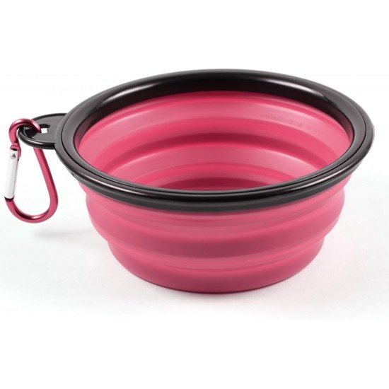 Foldable silicone dog bowl in green (BPA-free), travel bowl for dogs and cats with carabiner - 350 ml Foldable silicone dog bowl in green (BPA-free), travel bowl for dogs and cats with carabiner - 350 ml