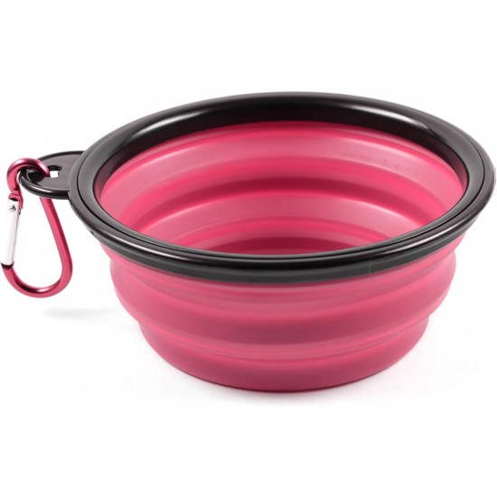 Foldable silicone dog bowl in green (BPA-free), travel bowl for dogs and cats with carabiner - 350 ml Foldable silicone dog bowl in green (BPA-free), travel bowl for dogs and cats with carabiner - 350 ml