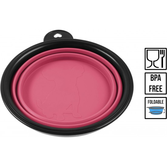 Foldable silicone dog bowl in green (BPA-free), travel bowl for dogs and cats with carabiner - 350 ml Foldable silicone dog bowl in green (BPA-free), travel bowl for dogs and cats with carabiner - 350 ml