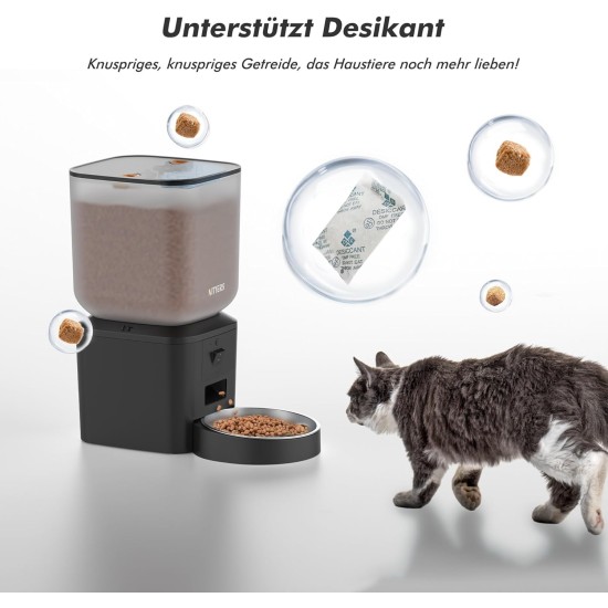 Futterautomat Katze, 8L Katzenfutter Automat, Futterspender für Katzen/Hunde, mit 304 Edelstahl-Schüssel und LCD-Display, Feeder 1-6 Mahlzeiten pro Tag, Bis zu 1-50 Portionen, Einfache Bedienung Futterautomat Katze, 8L Katzenfutter Automat, Futterspender für Katzen/Hunde, mit 304 Edelstahl-Schüssel und LCD-Display, Feeder 1-6 Mahlzeiten pro Tag, Bis zu 1-50 Portionen, Einfache Bedienung