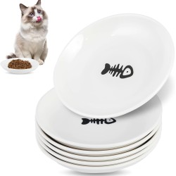 Galerie SV Set of 6 Cat Feeding Bowls - Cat Bowl Set - Ceramic Cat Bowl - Raised Cat Bowl - Cat Feeding Bowl - White (Fishbone Pattern) Galerie SV Set of 6 Cat Feeding Bowls - Cat Bowl Set - Ceramic Cat Bowl - Raised Cat Bowl - Cat Feeding Bowl - White (Fishbone Pattern)