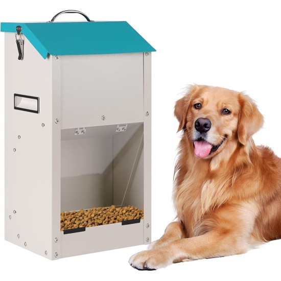 Galvanised Gravity Feeder for Dogs, Breed Dog Feeder for Dogs, 7.5 lbs Outdoor Pets Feeder Gravity Feeder
